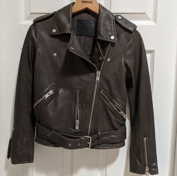 All Saints Balfern Leather Biker's Jacket Size 4 - Picture 2 of 16